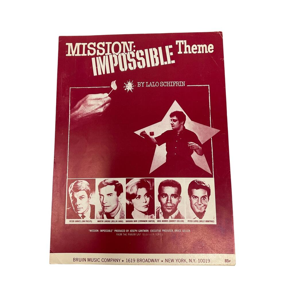 Mission Impossible Theme Sheet‎ Music 1966 Schifrin Peter Graves Martin Landau